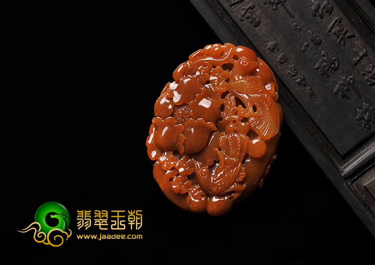 feicui细糯种褐红翡缅甸翡翠A货鸟语花香挂件