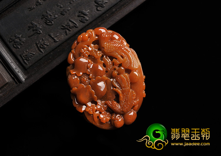 feicui细糯种褐红翡缅甸翡翠A货鸟语花香挂件