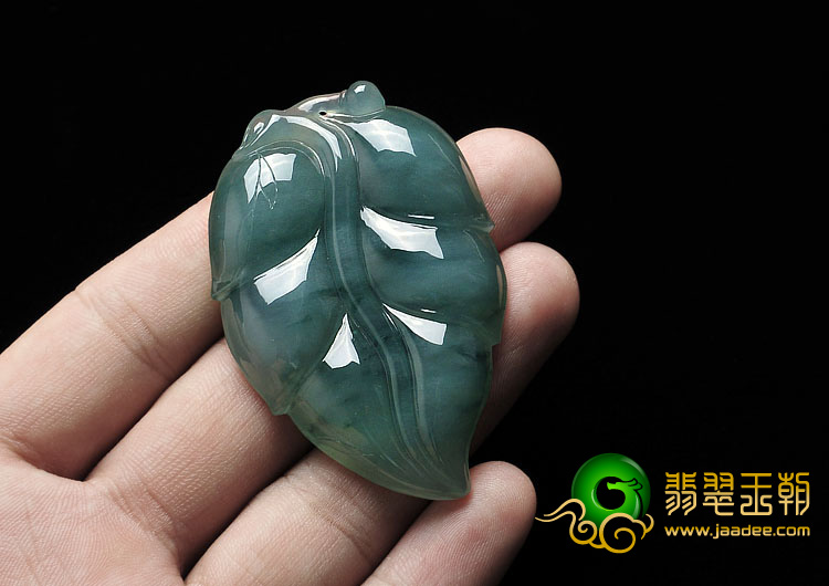 糯冰种晴水飘花缅甸翡翠A货叶子挂件