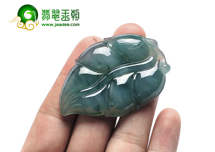 糯冰种晴水飘花缅甸翡翠A货叶子挂件