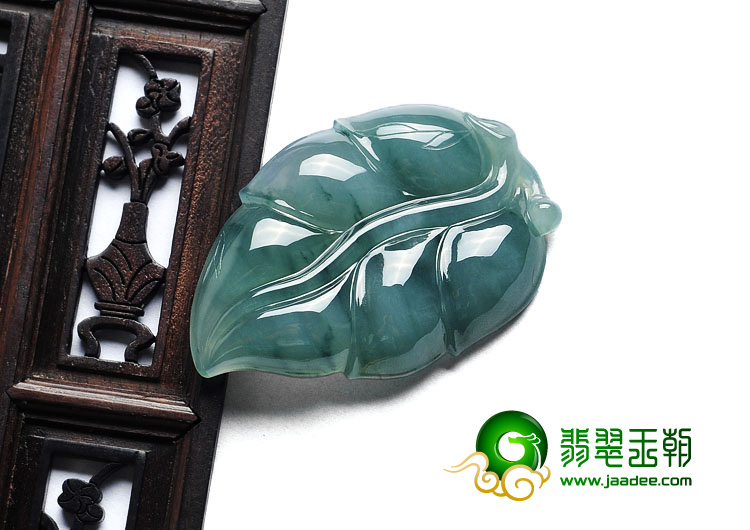 糯冰种晴水飘花缅甸翡翠A货叶子挂件