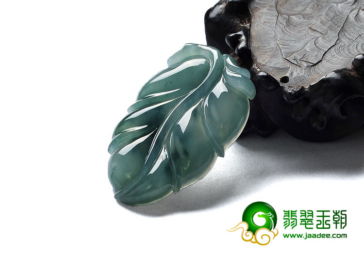 糯冰种晴水飘花缅甸翡翠A货叶子挂件