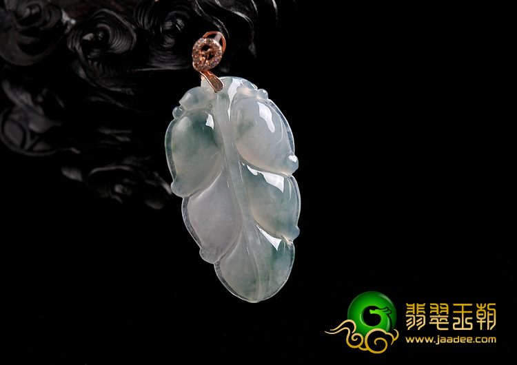糯冰种飘花缅甸翡翠A货叶子挂件