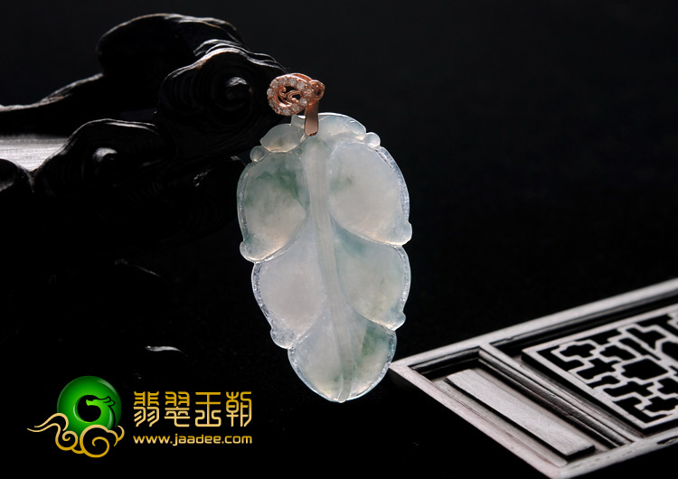 糯冰种飘花缅甸翡翠A货叶子挂件
