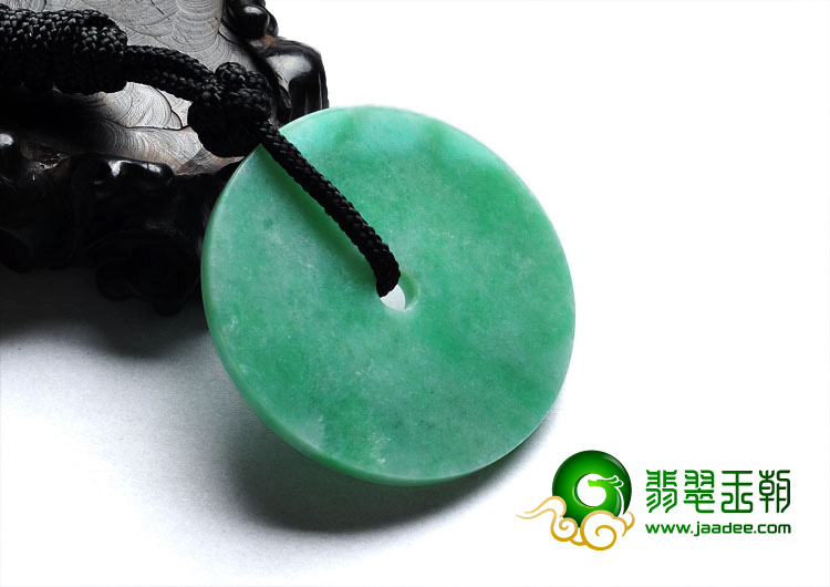 糯冰种翠色缅甸翡翠A货平安扣挂件
