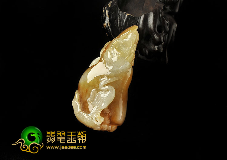 糯冰种褐黄翡缅甸翡翠A货一路连科挂件