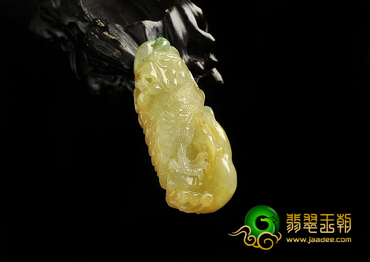 糯冰种黄翡略飘翠缅甸翡翠A货英明神武挂件