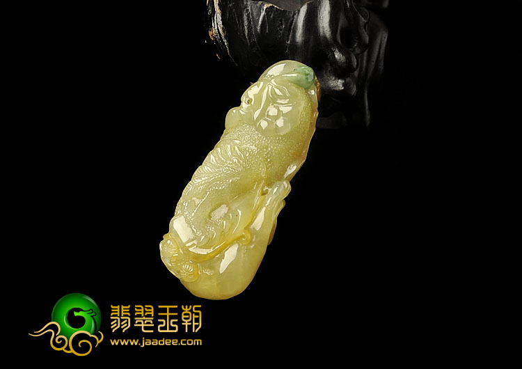 糯冰种黄翡略飘翠缅甸翡翠A货英明神武挂件