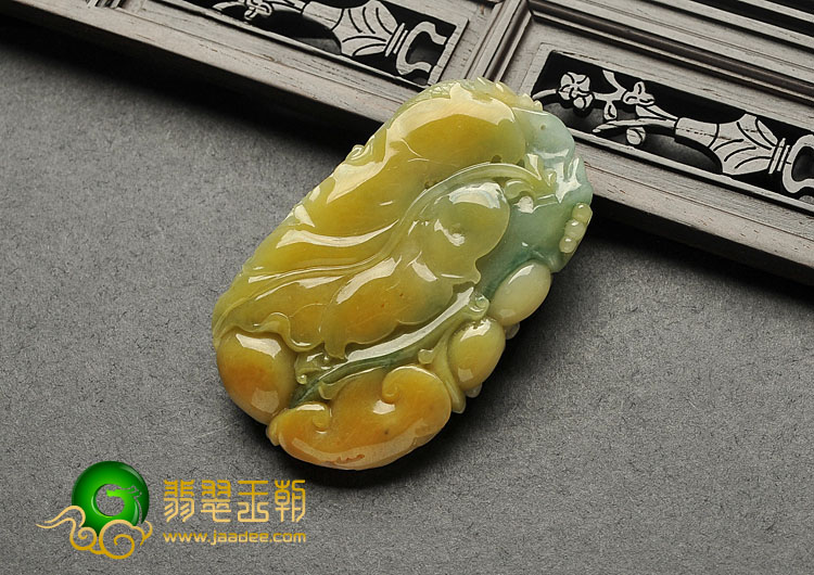 糯冰种黄翡缅甸翡翠A货花开富贵挂件