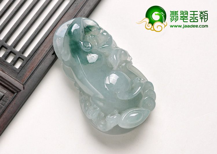 糯冰种飘花缅甸翡翠A货五鼠运财挂件