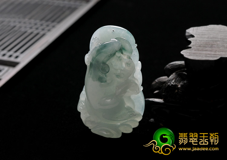 糯冰种飘花缅甸翡翠A货五鼠运财挂件