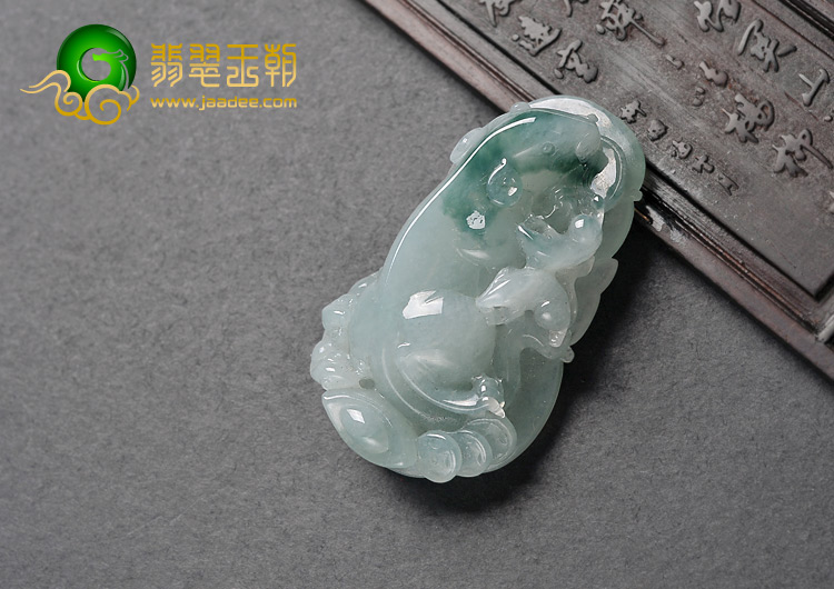 糯冰种飘花缅甸翡翠A货五鼠运财挂件