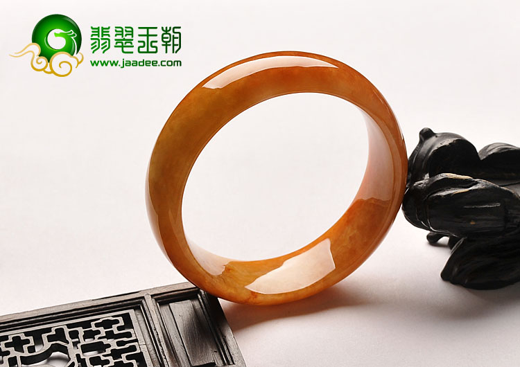 糯冰种红黄翡缅甸翡翠A货手镯（56.7mm）