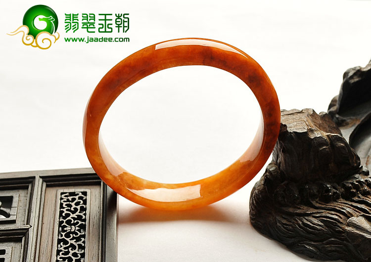 糯冰种红黄翡缅甸翡翠A货贵妃镯（53.4-48.7mm）