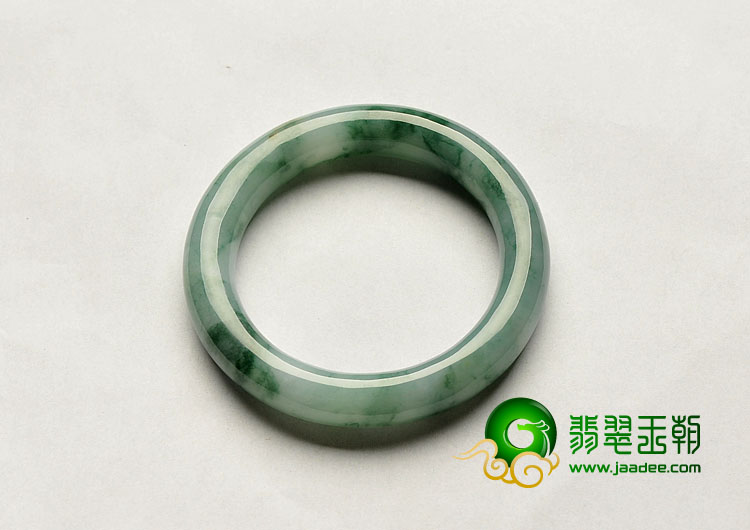糯冰种飘花缅甸翡翠A货圆条手镯（53.3mm）
