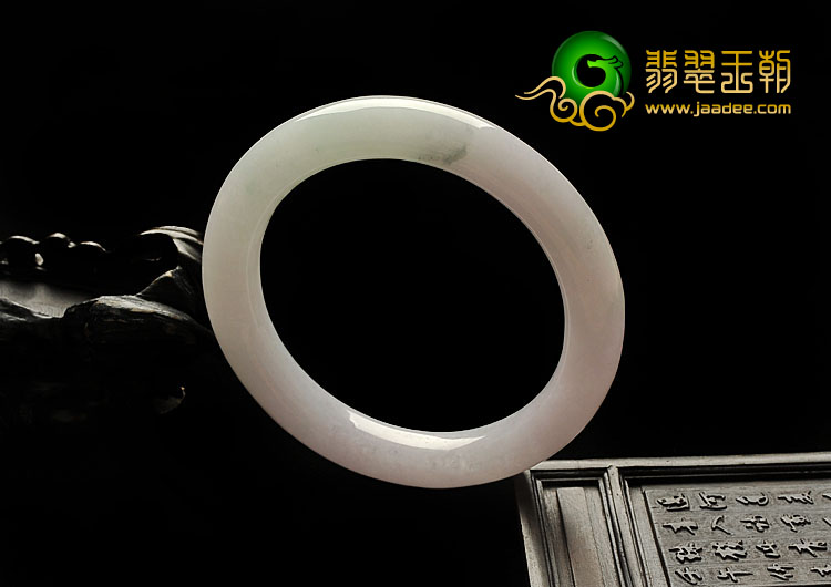 糯冰种淡春带彩缅甸翡翠A货圆条手镯（54.2mm）