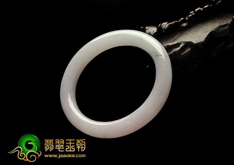糯冰种淡春带彩缅甸翡翠A货圆条手镯（54.2mm）
