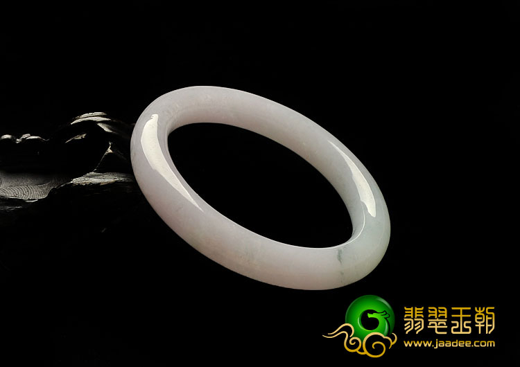 糯冰种淡春带彩缅甸翡翠A货圆条手镯（54.2mm）