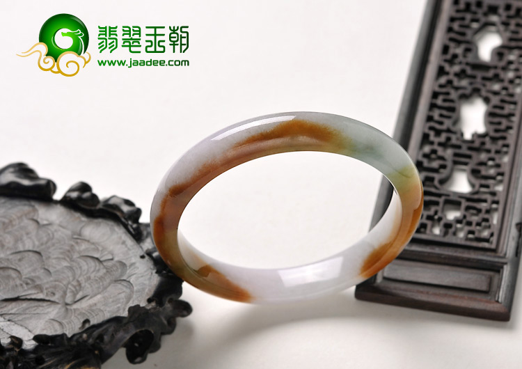 糯冰种褐黄翡缅甸翡翠A货手镯（57.8mm）