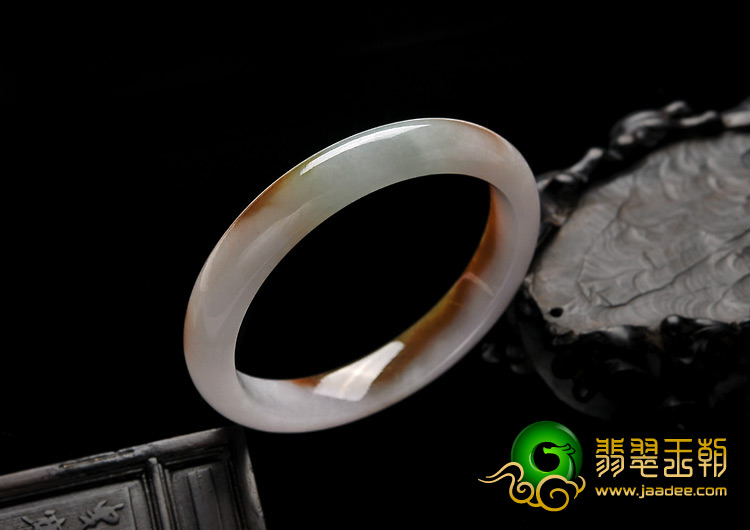 糯冰种褐黄翡缅甸翡翠A货手镯（57.8mm）
