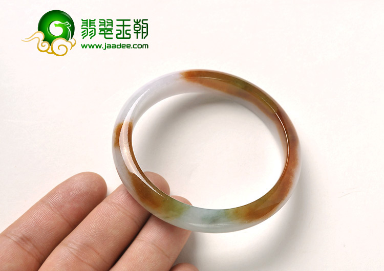 糯冰种褐黄翡缅甸翡翠A货手镯（57.8mm）