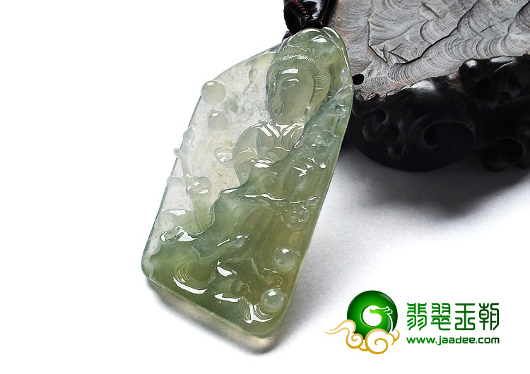 冰种淡黄翡缅甸翡翠A货踏雪寻梅挂件