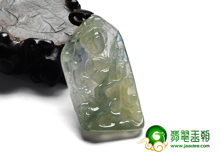 冰种淡黄翡缅甸翡翠A货踏雪寻梅挂件