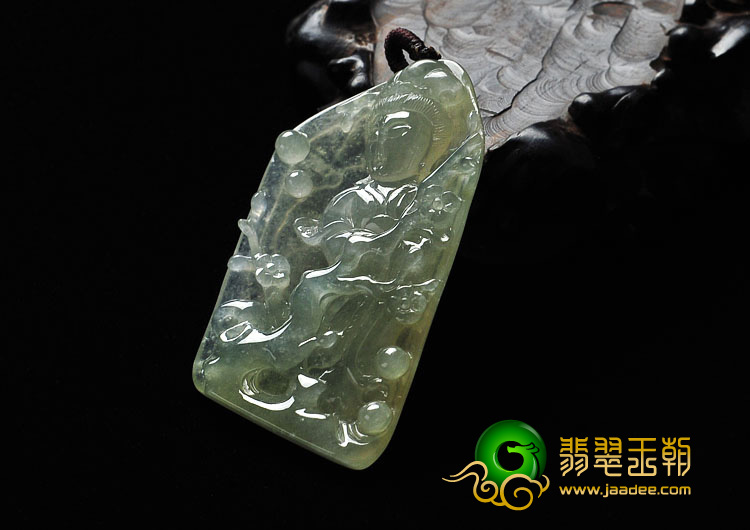 冰种淡黄翡缅甸翡翠A货踏雪寻梅挂件