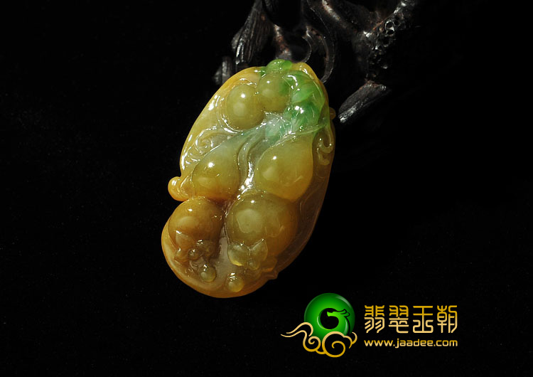 糯冰种黄加绿缅甸翡翠A货福禄寿挂件