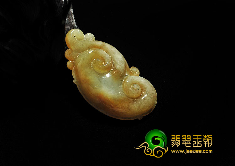 糯冰种黄翡缅甸翡翠A货如意挂件