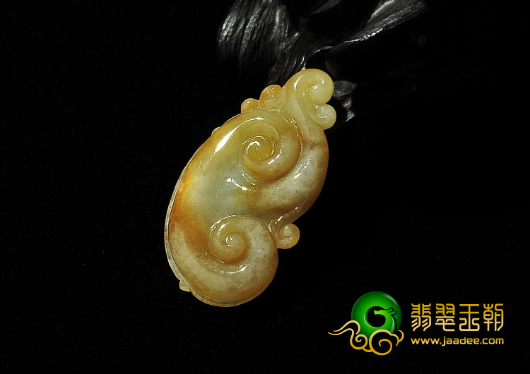 糯冰种黄翡缅甸翡翠A货如意挂件