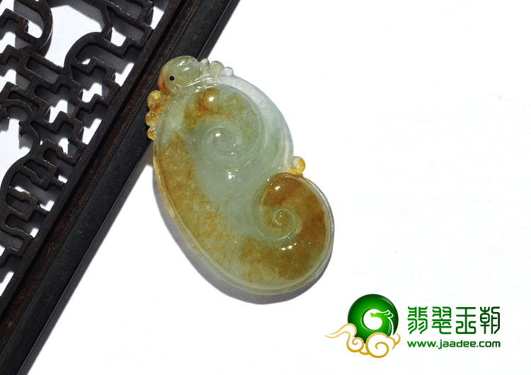 糯冰种黄翡缅甸翡翠A货如意挂件