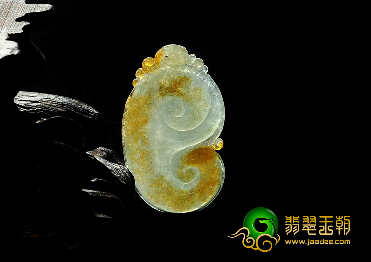 糯冰种黄翡缅甸翡翠A货如意挂件