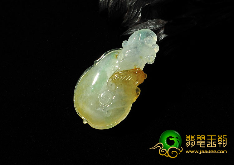 糯冰种黄翡缅甸翡翠A货如意挂件