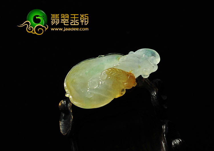 糯冰种黄翡缅甸翡翠A货如意挂件