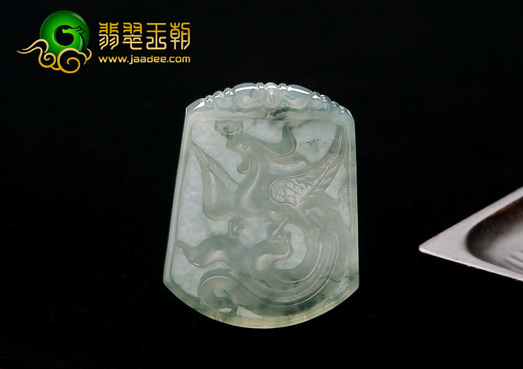 糯冰种飘花缅甸翡翠A货龙凤牌挂件（一对）