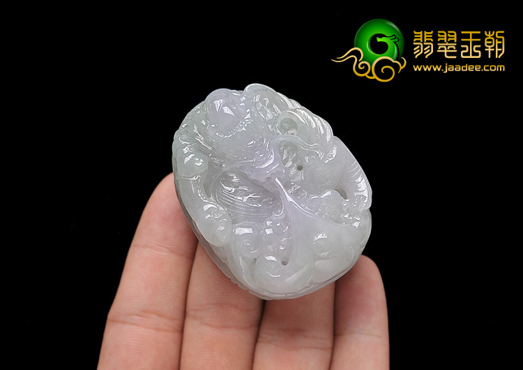 糯冰种淡紫罗兰缅甸翡翠A货龙头挂件