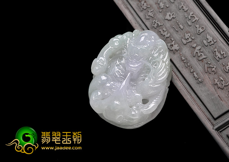 糯冰种淡紫罗兰缅甸翡翠A货龙头挂件