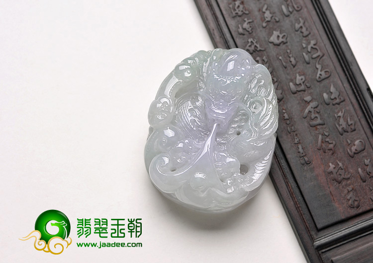 糯冰种淡紫罗兰缅甸翡翠A货龙头挂件