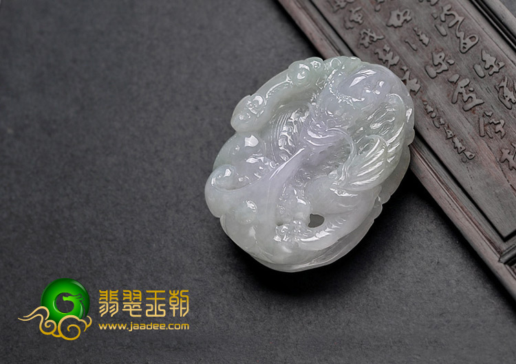 糯冰种淡紫罗兰缅甸翡翠A货龙头挂件