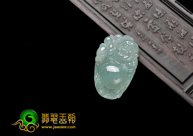 糯冰种晴水缅甸翡翠A货逍遥佛挂件