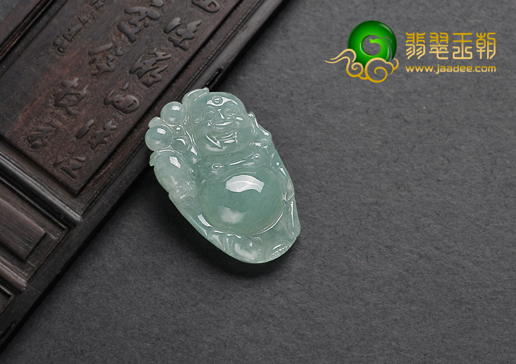 糯冰种晴水缅甸翡翠A货逍遥佛挂件