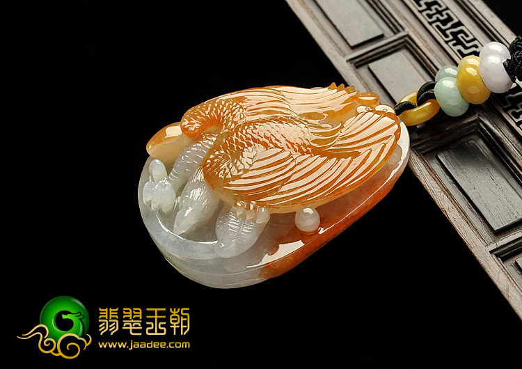糯冰种红黄翡缅甸翡翠A货大展鸿图挂件