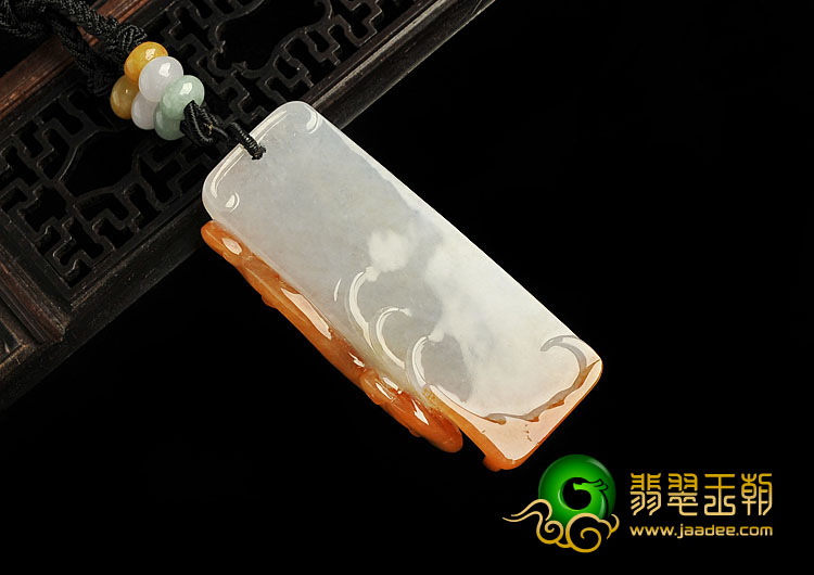 糯冰种红黄翡缅甸翡翠A货螭龙挂件