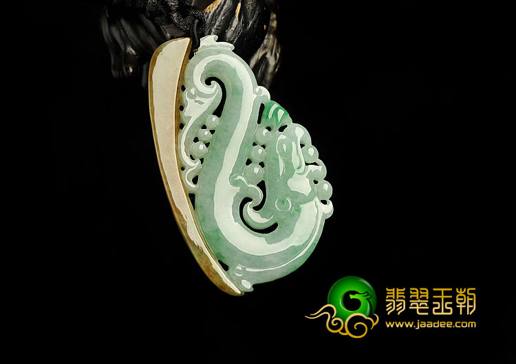 糯冰种三彩缅甸翡翠A货龙凤佩挂件（一对）