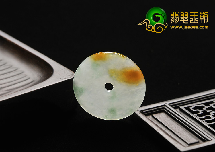 糯冰种翠色黄翡缅甸翡翠A货平安扣挂件（一对）