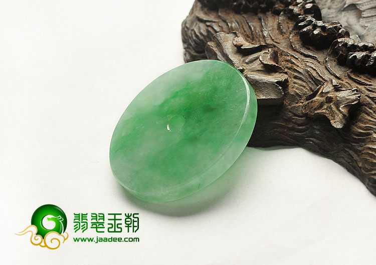 冰种翠色缅甸翡翠A货平安扣挂件