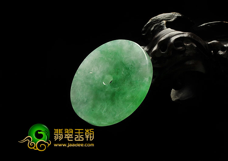 冰种翠色缅甸翡翠A货平安扣挂件