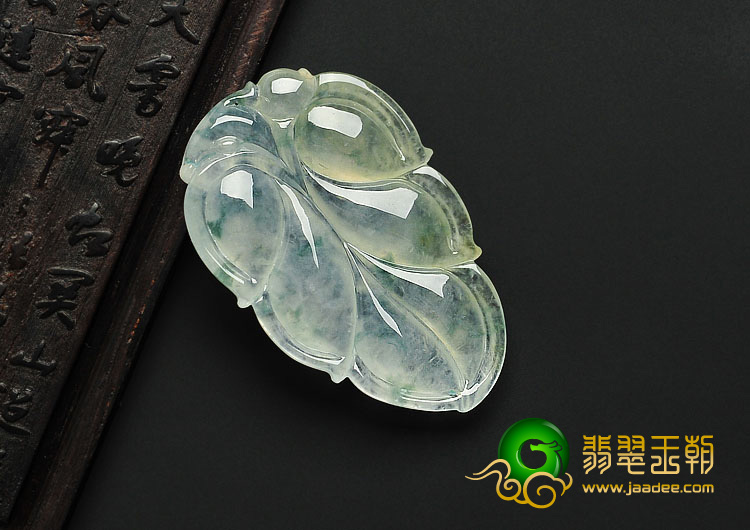 冰种飘花缅甸翡翠A货叶子挂件