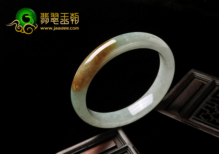 糯冰种晴水黄翡缅甸翡翠A货手镯（52.4mm）